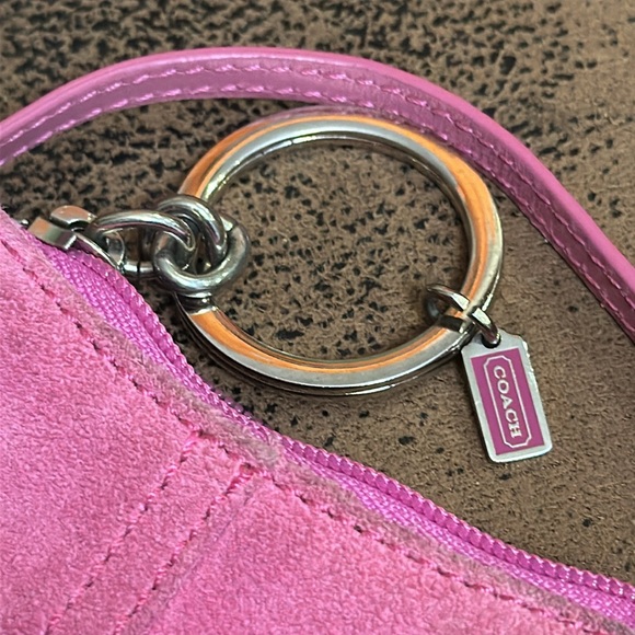 2004 SOHO MINI BAG CHARM CHAIN RARE SUEDE LEATHER Y2K BUCKLES PINK HANGTAG EVC 💞 - Picture 9 of 17